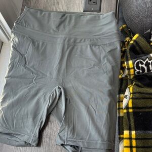 Olive Green High-Waisted Biker Shorts